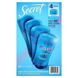 lot 7202 image: Secret Outlast Clear Gel Deodorant Completely Clean 2.6 Ounce (Pack of 4)