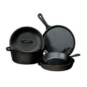 lot 28218 image: Lodge Pre-seasoned Cast Iron 5 Piece Set L5HS3 5 piece combo set