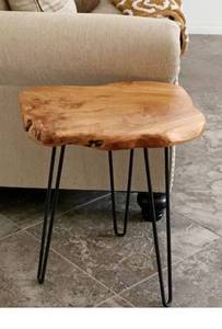 lot 28219 image: Cedar Wood Side Table, 18 x 15 x 21 Vintage Wooden Slab Coffee Live Edge Tables Outdoor Solid Rustic Accent Plant Stand End Tables for Living Room Patio Bedroom