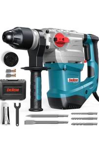lot 28236 image: ENEACRO 1-14 Inch SDS-Plus 13 Amp Heavy Duty Rotary Hammer Drill, Safety Clutch 4 Functions with Vibration Control Including Grease, Chisels and Drill Bits with Case-Might be missing parts
