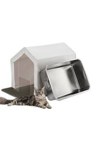 lot 28242 image: Maksone Stainless Steel Cat Litter Box, Large Litter Box,High Sides,Odor Control Litter Pan, Non Stick,or Rusts, Easy to Clean��