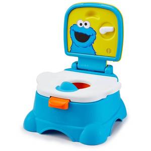 lot 28246 image: Sesame Street 3-in-1 Potty Chair, Step Stool and Toilet Training Seat - Cookie Monster Terrific