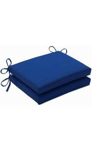 lot 32279 image: Pillow Perfect Fresco Solid IndoorOutdoor Patio Seat Cushions Plush Fiber Fill, Weather and Fade Resistant, Square Corner - 16 x 18.5, Blue, 2 Count