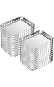 lot 32286 image: Meekoo Set of 24 Baking Sheet Pans Stainless Steel Cookie Sheet Small Toaster Oven Pans 8 x 10 Inch for Baking and Roasting Rectangle Metal Food Trays, Oven and Dishwasher Safe