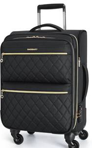 lot 32297 image: BAGSMART Softside Expandable Luggage Airline Approved with Spinner Wheels, 20 Inch Carry On Luggage 22x14x9 with TSA Lock, Quilted Rolling Suitcases for Women, Black
