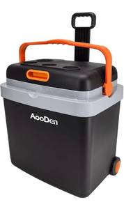lot 32312 image: Electric Car cooler and Warmer 35 Quart(33 Liter) Capacity with draw bar and wheels, Thermoelectric Iceless Cooler for Travel, Camping, Vehicles, Truck, Home - 12V24V DC and 120V AC