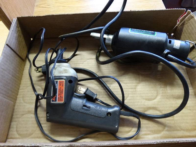 lot 956 image: Craftsman cordless screwdriver and Craftsman chainsaw sharpener.