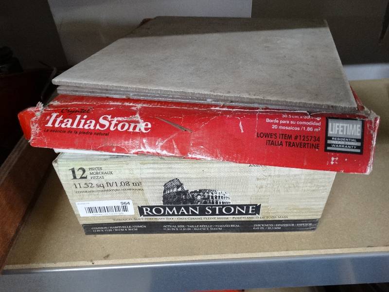 lot 964 image: Italia stone and Roman stone tiles.