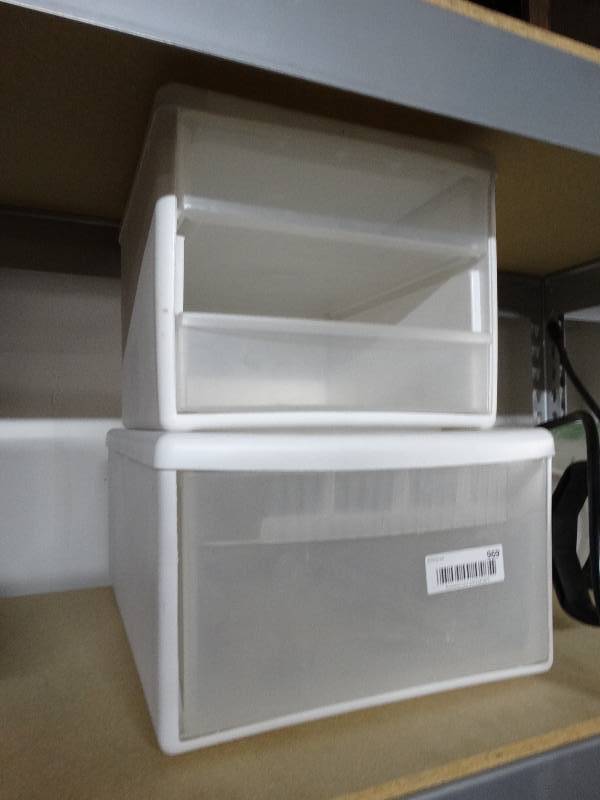 lot 969 image: 2 plastic storage bins.