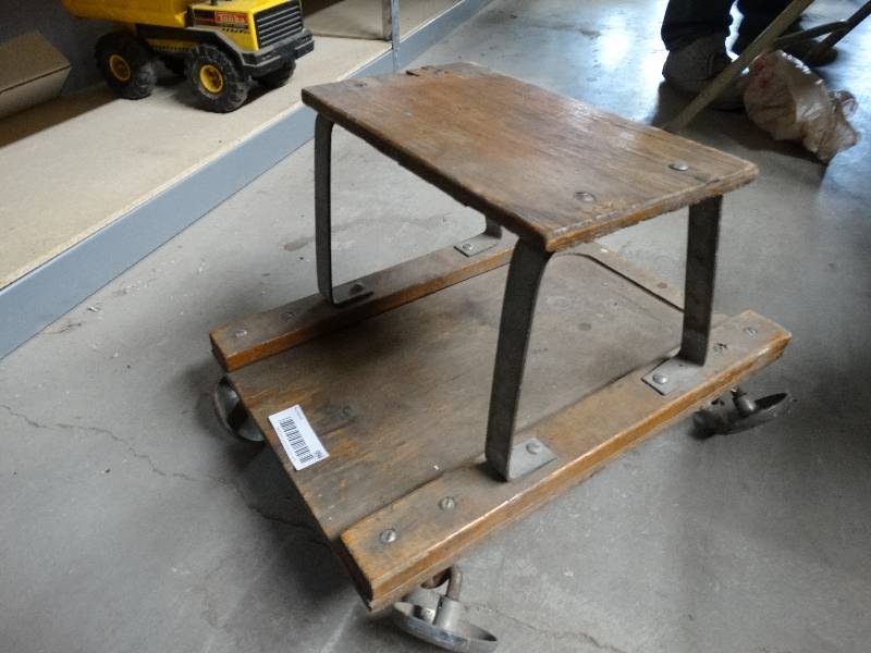lot 994 image: Old wood shop stool.