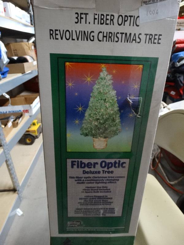 lot 1006 image: 3 fiber optic revolving Christmas tree.
