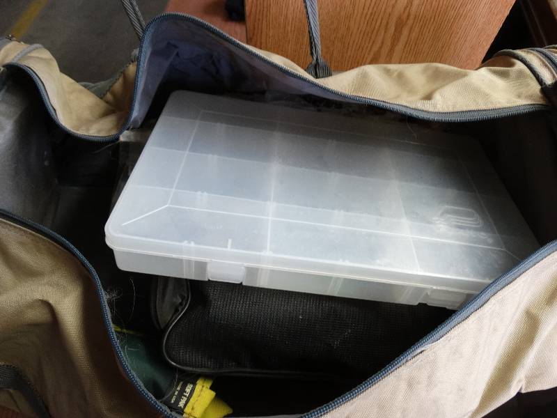 lot 1066 image: Big bag full of fishing equipment.