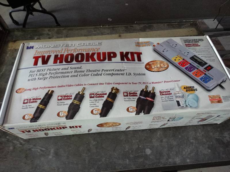 lot 1110 image: Monster cable TV hook up kit.