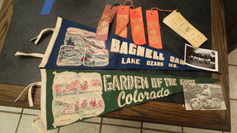 lot 161 image: 2 pennants 4 fair ribbons misc.