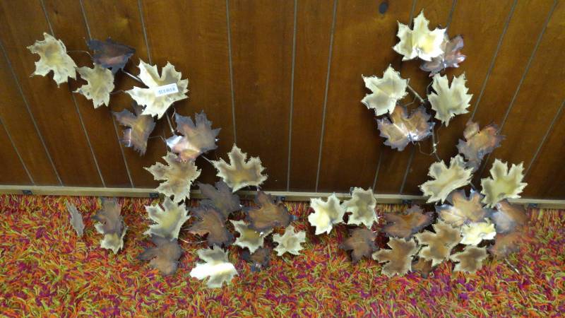 lot 179 image: 2 vintage metal leaf wall decor