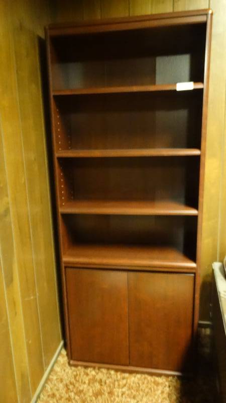 lot 234 image: Cherry bookshelf w under storage