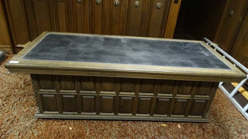 lot 236 image: Custom built solid wood executive desk