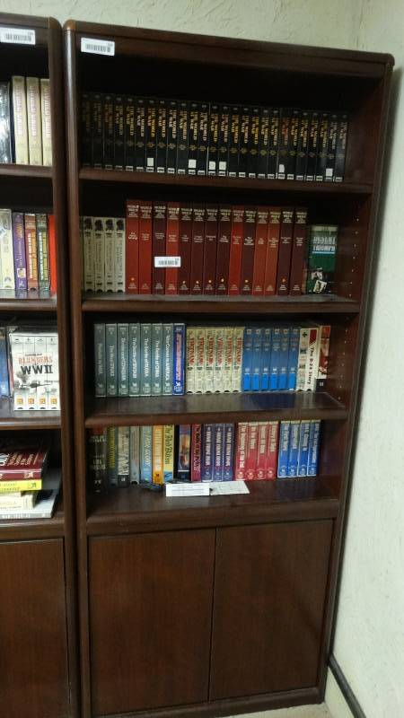 lot 266 image: Cherry bookshelf w under storage