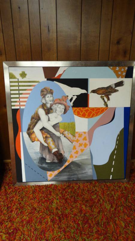 lot 297 image: Large painting & drawing on canvas- Mixed media- Wichita- Larry Fleming