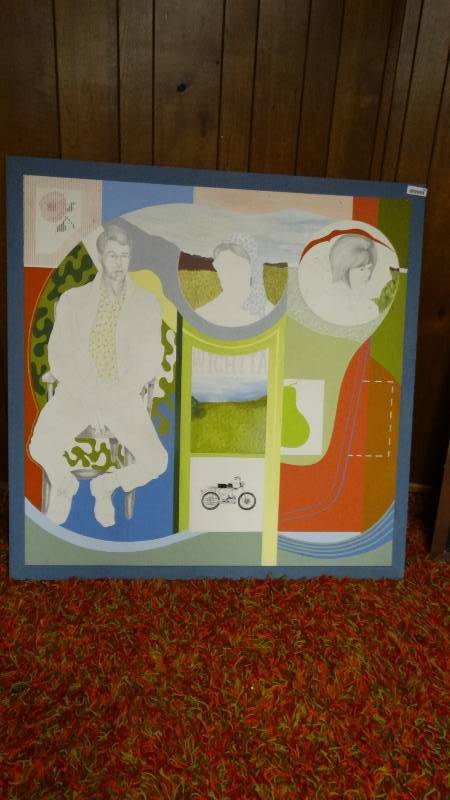 lot 298 image: Large painting & drawing on board- Mixed media- Wichita- Larry Fleming