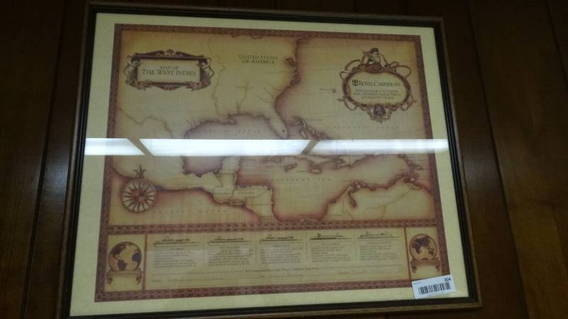 lot 304 image: Framed map of west Indies & Framed map of Jamaica
