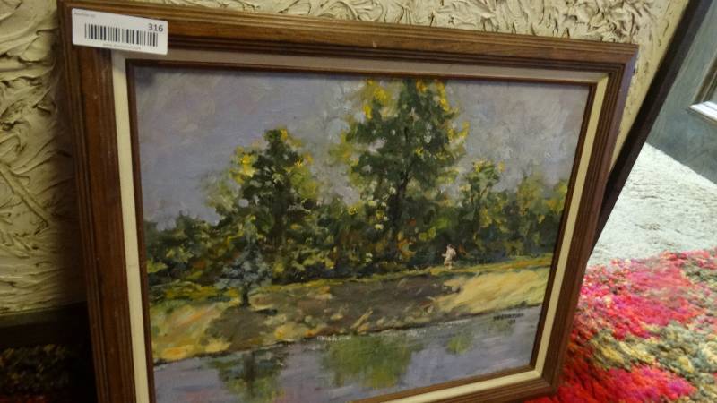 lot 316 image: Framed original painting- Signed by Artist