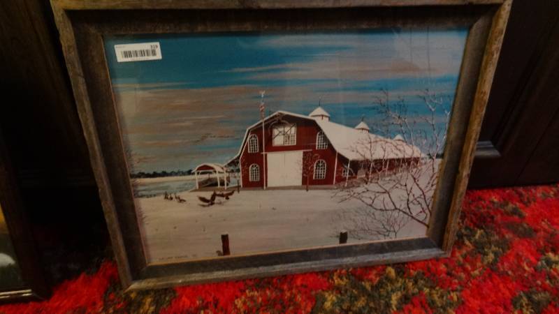 lot 319 image: Barn wood framed original oil on canvas- Signed William Durnil