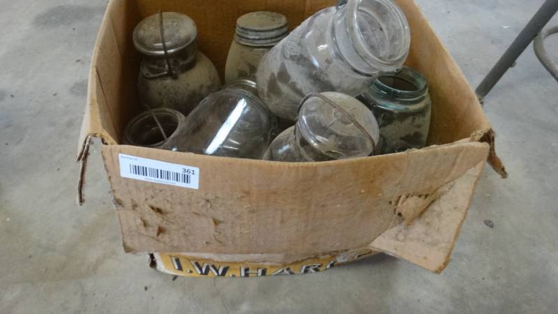 lot 361 image: Lot of old glass jars- Various colorsstyles