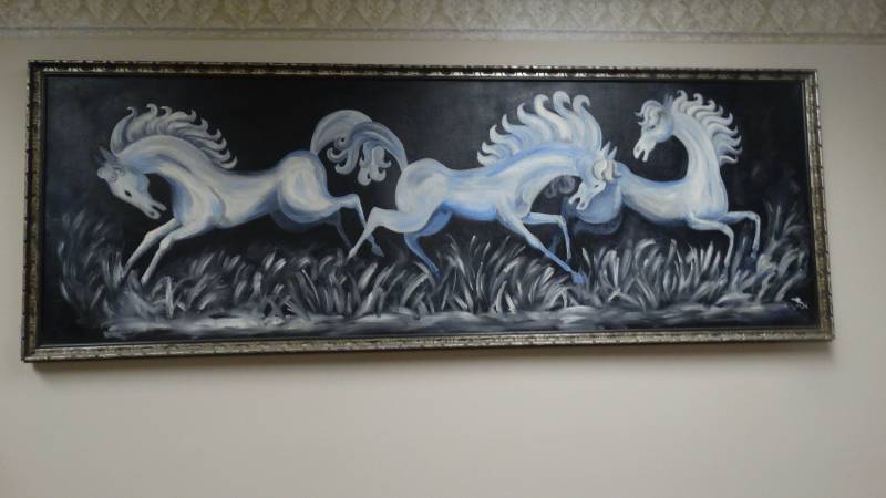 lot 446 image: Large framed painting- Signed by artist