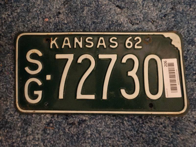 1962 Kansas License Plate South Wichita Estate Auction