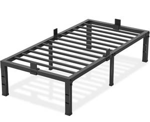 lot 15650 image: Twin XL Size Bed Frames 14 inch High 3500 lbs Heavy Duty Metal Platform Mattress Foundation with Steel Slat SupportNo Box Spring NeededNoise FreeNon-SlipEasy Assembly, WHITE