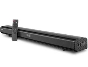 lot 15706 image: Soundbar, 100Watts-32 Inches Sound Bar for Smart TV, with 6 Built-in Speakers (2 Surround Bass),3EQ Modes, Bluetooth Sound Bar with HDMI(ARC), Optical, AUX, COA and USB Inputs (Black)