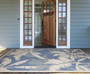 lot 15709 image: Couristan Monaco 511 x 92 Ivory-sapphire Blue IndoorOutdoor FloralBotanical Tropical Area Rug