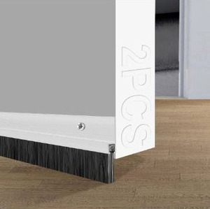 lot 15719 image: 2 Pack Door Draft Stoppers for Bottom of Door, 36in Length Weather Stripping Door Seal, Strong Adhesive Door Sweep for Exterior and Interior Doors Aluminum