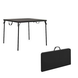 lot 15723 image: COSCO XL 38.5 Fold-in-Half Card Table w Handle Black Indoor & Outdoor Portable Wheelchair Accessible Camping Tailgating & Crafting Folding Table - Retail $113.99