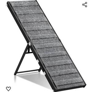 lot 15454 image: Long Folding Pet Stair Ramp with Adjustable Hight, Non-Slip Dog Steps for All Dogs, Portable Wood Dog Ramp for Car, Sofa, Bed, Black