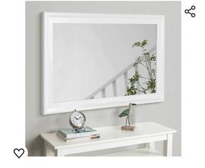 lot 15455 image: White Wood Wall Mirror for Bathroom,Rectangle Rustic Large 30 x 40 inch Hanging Vatiny Mirrors with Wooden Frame for Living Room,Bedroom,Entryway (30x40 inch, White)