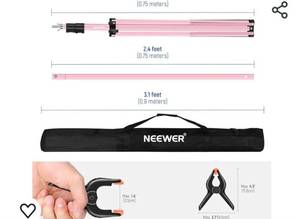 lot 15466 image: Neewer Backdrop Stand Adjustable Photo Studio Backdrop Support System for Wedding Parties Background Portrait Photography with 4 Crossbars, 8 Clamps, 2 Black Sandbags and Carrying Bag-PINK