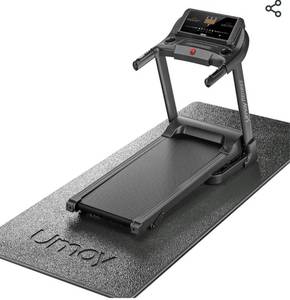 lot 15445 image: UMAY Fitness Workout MAT for Pelton Bike Treadmill Walking Pad Elliptical, 5mm Thick, Under Exercise MAT for Hardwood Carpet Floors Protector, Gym Equipment Flooring MAT Sound Absorbing for Home Gym