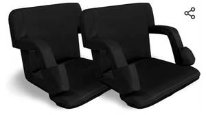 lot 15483 image: Bleacher Seat 24�� Wide for Bleachers,Folding Stadium Chair Lightweight with Back Support,Thick Padding,Anchor Straps and 4 Pockets,Waterproof&Durable,Ideal for Sport Events,Camping Set of 2