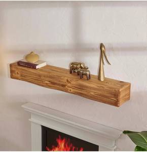 lot 15484 image: Handmade Fireplace Mantel Shelf 48, Rustic Wood Mantles for Over Fireplace, Wall Mounted Floating Mantel Shelves for Living Room Decor (Light Rustic, 48Lx6Hx8D)