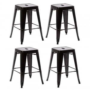 lot 15486 image: FDW Metal Stools Bar Stools 24 Inch Counter Height Stackable Barstools Indoor Outdoor Patio Furniture Dining Backless Kitchen Bar Stools Set of 4&nbsp
