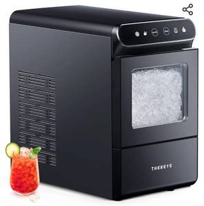lot 15493 image: Thereye Countertop Nugget Ice Maker, Front-Loading Pebble Ice Maker Machine, 30lbs Per Day, 2 Ways Water Refill, Self-Cleaning, Stainless Steel Finish Ice Machine for Home Office Bar Party