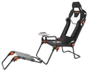 lot 15681 image: VEVOR Racing Wheel Stand Foldable Fit for Mainstream Brands, Carbon Steel Driving Simulator Cockpit Adjustable Pedal & Dual-Mode Seating,Fit Most Steering Wheels and Pedals