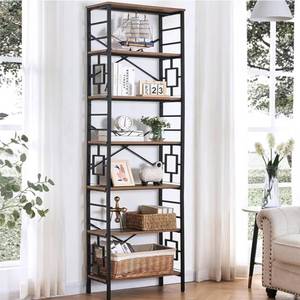 lot 15682 image: HOMISSUE Tall Bookshelf, 84 Inch Industrial Bookshelf with Metal Frame and Open Shelves, 7 Tier Metal Bookshelves and Bookcases, Rustic Tall Book Shelf for Office, Living Room and Bedroom, Brown