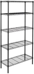 lot 15684 image: Amazon Basics 5-Shelf Adjustable Heavy Duty Steel Wire Rack Storage Shelving Organizer for Kitchen, Garage, 36 L x 14 W x 72 H, Black
