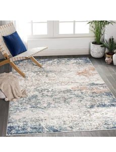 lot 15612 image: Art&Tuft Washable Rug, Anti-Slip Backing Abstract Area Rug 5x7, Stain Resistant Rugs for Living Room, Foldable Machine Washable Area Rug(TPR18-Navy, 5x7)