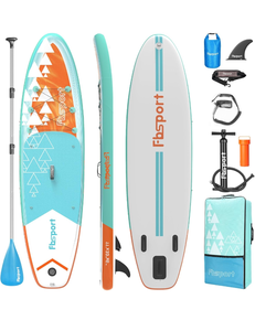 lot 15627 image: FBSPORT 11 Premium Stand Up Paddle Board, Yoga Board with SUP Accessories & Carry Bag  Wide Stance, Surf Control, Non-Slip Deck, Leash, Paddle and Pump for Youth & Adult