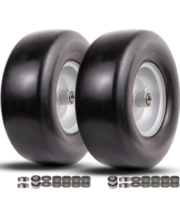 lot 15665 image: 13x5.00-6 flat free tire and wheel,Front Zero-Turn Smooth Tire Assembly Replacement for Riding Lawn Mower Garden Tractor,with 34 &12 & 58 Precision bearings,3.25- 5.9 Center Hub (2 Pack)