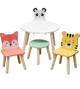 lot 15667 image: Kids Animal Table & Chair Set- Toddler Table w 3 Toddler Seats & Adult Stool for Arts, Activities- Adorably Themed Playroom Furniture, Dining Table or Activity Center for Daycares Classroom Play Area
